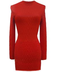 Balmain - Round Neck Crocodile Print Bodycon Dress - Lyst