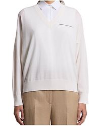 Peserico - V-Neck Pocket Sweater - Lyst