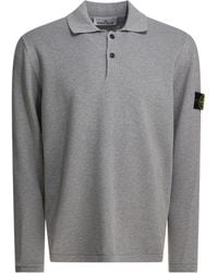 Stone Island - Long-Sleeve Knit Polo Shirt - Lyst