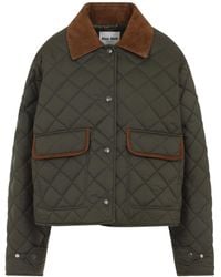 Miu Miu - Quilted Technical Pongé Blouson Jacket - Lyst