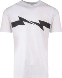 Neil Barrett - Thunderbolt-Print Cotton T-Shirt - Lyst