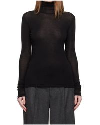 AURALEE - Semi-Transparent Turtleneck T-Shirt - Lyst