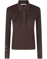 Ports 1961 - Ribbed-Knit Chest-Pocket Polo Top - Lyst