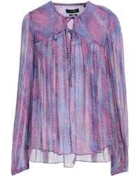 Isabel Marant - Embellished Chiffon Tie-Neck Top - Lyst