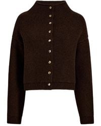 KHAITE - Marjorie Cashmere Rib-Knit Funnel-Neck Cardigan - Lyst