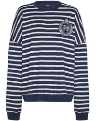 Balmain - Cotton College Emblem Sweatshirt With Breton Stripes - Lyst