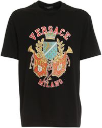 Versace - Crest Logo-Print Crew-Neck T-Shirt - Lyst