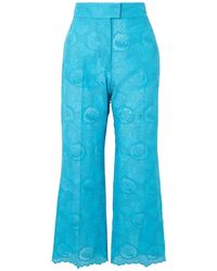 Valentino - Floral Embroidered Flared Pants - Lyst