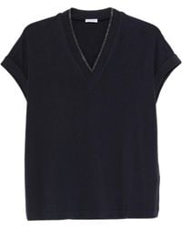 Brunello Cucinelli - Embellished V-Neck T-Shirt - Lyst