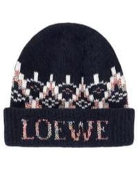 Loewe - Logo Intarsia-Knit Turn-Up Hem Beanie - Lyst