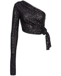 Pinko - Sequin Embellished One-Shoulder Top - Lyst