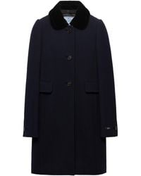 Prada - Detachable Collar Single-Breasted Coat - Lyst