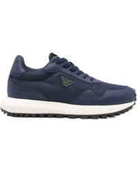 Emporio Armani - Logo Plaque Lace-Up Sneakers - Lyst