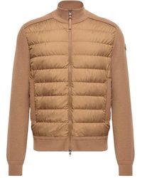 Moncler - Wool Cashmere Blend Padded Zip-Up Cardigan - Lyst