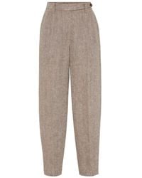 Brunello Cucinelli - Mid-Rise Tapered Leg Trousers - Lyst