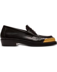 Balmain - Square-Toe Glazed Leather Loafers - Lyst