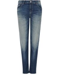 Emporio Armani - Embroidered-Logo Denim Trousers - Lyst
