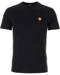 Versace - T-Shirt With Iconic Logo Embroidered On The Chest - Lyst