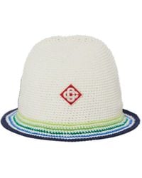 CASABLANCA - Crochet-Knit Striped Bucket Hat - Lyst