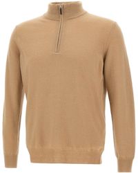 Kangra Cashmere - Kangra Half Zip Henley Knitted Sweater - Lyst