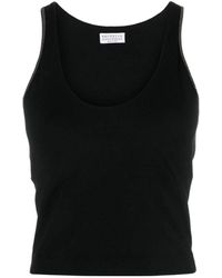 Brunello Cucinelli - Bead Embellished Scoop-Neck Vest Top - Lyst
