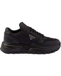 Prada - Triangle-Logo Round-Toe Lace-Up Sneakers - Lyst