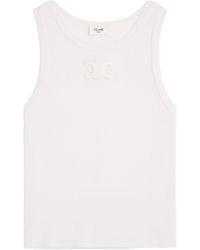 Celine Tank Top With Triomphe Embroidery in Black | Lyst Celine Tank Top With Triomphe Embroidery in Black | Lyst