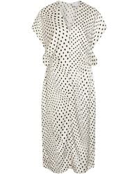 Stella McCartney - V-Neck Satin Midi A-Line Dress - Lyst