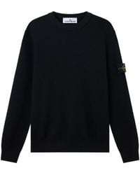 Stone Island - Logo-Patch Ribbed-Trim Sweater - Lyst
