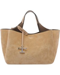 Tod's - Logo-Charm Suede Tote Bag - Lyst