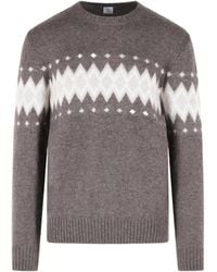Eleventy - Cashmere And Silk Blend Crew Neck Sweater - Lyst