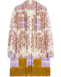 Valentino - Paisley Printed Fringed Edge Mini Dress - Lyst