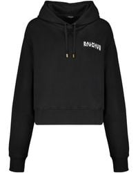 Balmain - Cropped Logo Hoodie - Lyst