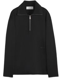 Lanvin - Zip Detailed Long-Sleeved Sweatshirt - Lyst