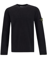 Stone Island - Logo Patch Crewneck Knitted Jumper - Lyst