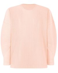 Homme Plissé Issey Miyake - Homme Plissé Issey Miyake Long-Sleeved Pleated T-Shirt - Lyst