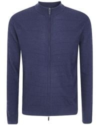 Emporio Armani - Long-Sleeved Zipped Cardigan - Lyst