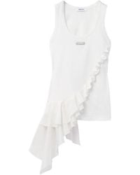 McQueen - Cotton Ruffled Tank Top - Lyst