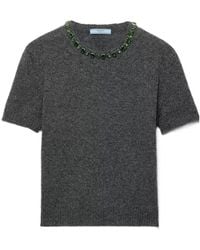 Prada - Embellished Short-Sleeved Jumper - Lyst