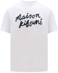 Maison Kitsuné - Maison Kitsuné Logo Printed Crewneck T-Shirt - Lyst