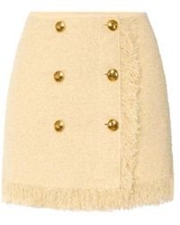 Elisabetta Franchi - Bouclé Fringed Button Mini Skirt - Lyst