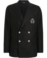 Dolce & Gabbana - Heraldic Emblem Double-Breasted Tailored Jacket - Lyst