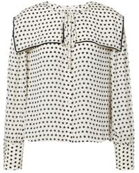 FRAME - Fleet Polka-Dot Silk Blouse - Lyst