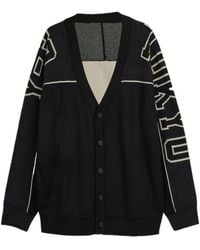 Y-3 - Logo Intarsia-Knit V-Neck Buttoned Cardigan - Lyst