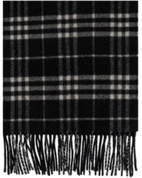 Burberry - Checked Reversible Fringed Edge Scarf - Lyst