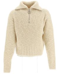 Ami Paris - Ami Half-Zipped Knitted Jumper - Lyst
