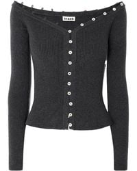 STAUD - Keaton Off-The-Shoulder Ribbed Knit Cardigan - Lyst