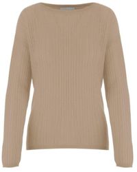Allude - Ribbed Crew Neck Knitted Sweater - Lyst