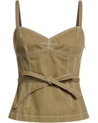 Tory Burch - Solid Color Denim Sleeveless Top - Lyst