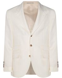 Brunello Cucinelli - Linen-Wool-Silk Single-Breasted Blazer - Lyst